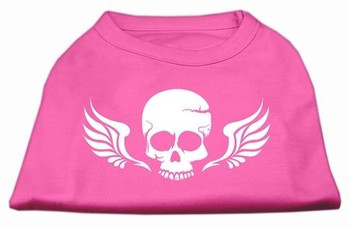 Mirage Pet Skull Wings Screen Print Shirt - Bright Pink