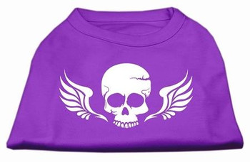 Mirage Pet Skull Wings Screen Print Shirt - Purple