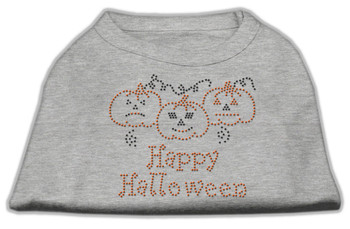 Mirage Pet Happy Halloween Rhinestone Shirts - Grey