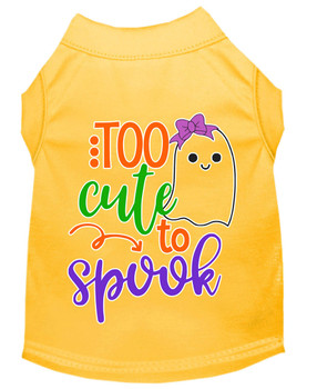 Mirage Pet Too Cute To Spook-girly Ghost Screen Print Dog Shirt - Yellow