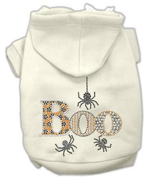 Mirage Pet Boo Rhinestone Hoodies - Cream