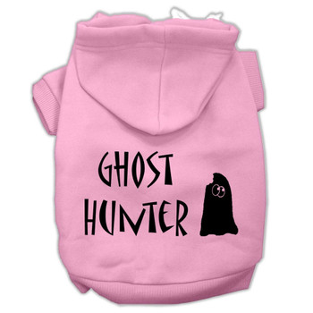 Mirage Pet Ghost Hunter Screen Print Pet Hoodies - Light Pink With Black Lettering