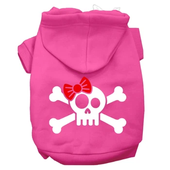 Skull Crossbones Bow Screen Print Pet Hoodies - More Colors