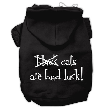 Mirage Pet Black Cats Are Bad Luck Screen Print Pet Hoodies - Black
