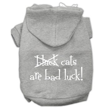 Mirage Pet Black Cats Are Bad Luck Screen Print Pet Hoodies - Grey