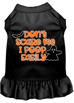 Mirage Pet Dont Scare Me, Poops Easily Screen Print Dog Dress - Black