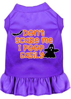 Mirage Pet Dont Scare Me, Poops Easily Screen Print Dog Dress - Purple