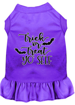 Mirage Pet Trick Or Treat Yo Self Screen Print Dog Dress - Purple