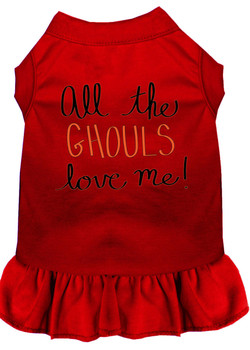 Mirage Pet All The Ghouls Screen Print Dog Dress - Red