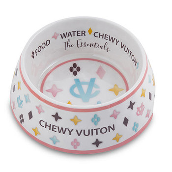 Haute Diggity Dog Chewy Vuiton Pet Dog Bowl White