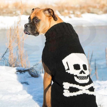 Black Skull Wool Dog Sweater