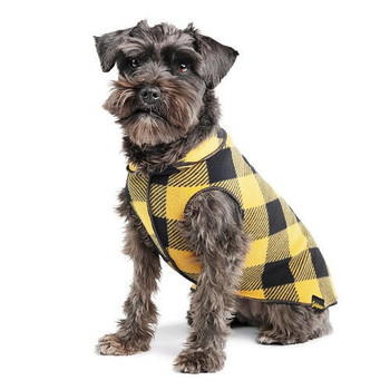 Gold Paw Stretch Fleece - Gold Buffalo Check