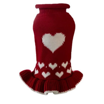Dallas Dog Red Heart Dog Sweater Dress