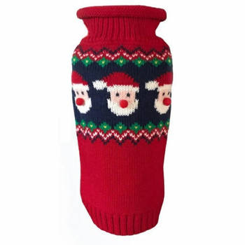 Dallas Dog Santa Faces Fair Isle Dog Sweater 