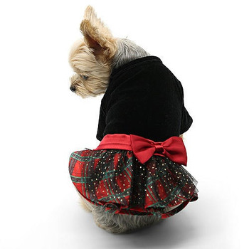 Dogo Pet  Velvet Plaid Dog Dress 