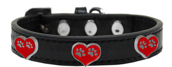 Mirage Pet Paw Heart Widget Dog Collar - Black 