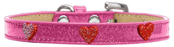 Mirage Pet Red Glitter Heart Widget Dog Collar Pink Ice Cream 