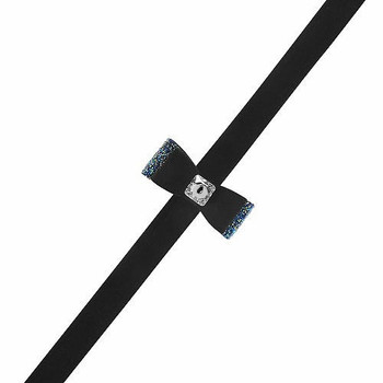 Susan Lanci Designs Black Aurora Borealis Crystal Stellar Big Bow Leash - Susan Lanci 