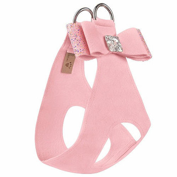 Susan Lanci Designs Puppy Pink Aurora Borealis Crystal Stellar Big Bow Dog Step In Harness  