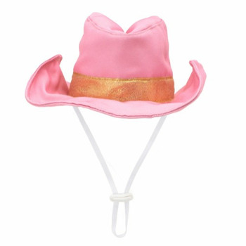 Pink Cowboy Party Hat and Dog Toy image from the front