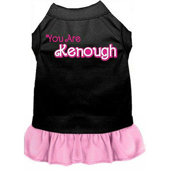 You Are Kenough Screen Print Dog Dress - Black/Lt Pink