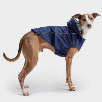 Reversible Elasto-Fit Pet Dog Raincoat - Navy Blue