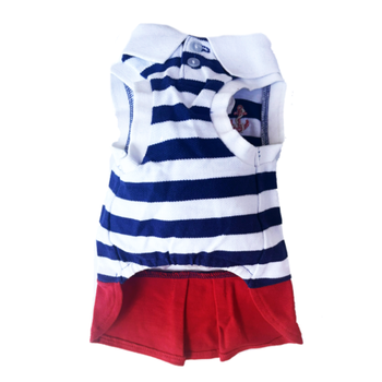 Navy Anchors Embroidered Polo Dog Dress