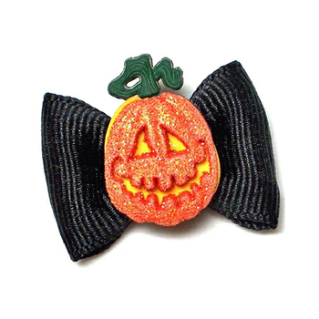 Dog Hair Bow Barrette - Halloween Pumpkin