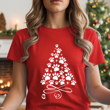 Christmas Tree Paws People Unisex T-Shirts - More Colors