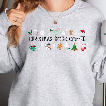 Christmas, Dogs, Coffee People Unisex Sweatshirt - More Colors
