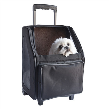 Black Rio Bag on Wheels Dog Carrier by Petote