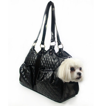 Quilted Luxe Metro Black Pet Dog Carrier by Petote