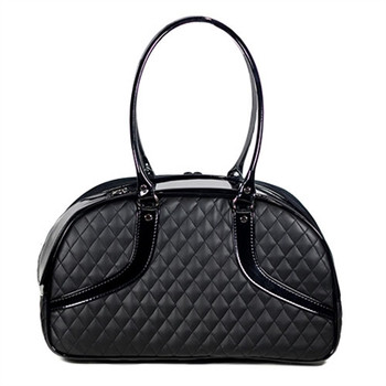 Black Quilted Luxe Roxy Pet Dog Carrier by Petote