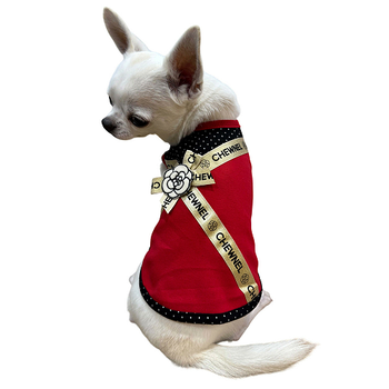 Designer Chewnel Ruban de Chien Red Dog Tank