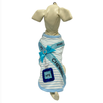 Designer Chewnel Perfume No 5 Paris Sequin Dog Tank - Baby Blue