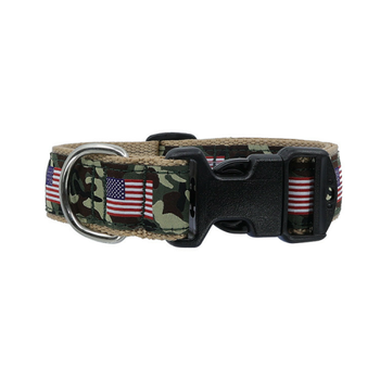 Dog Collar - American Flag on Camo -  3/4 & 1 1/4