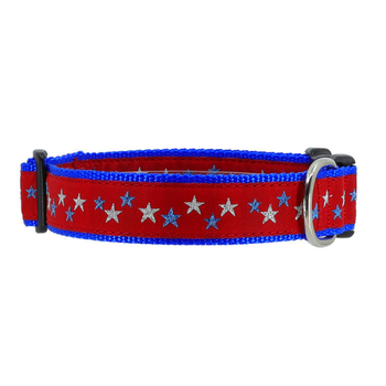 Dog Collar - GOA's Stars on Red -  3/4 & 1 1/4