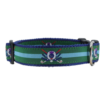 Dog Collar - Golf Thistle on Green -  3/4 & 1 1/4