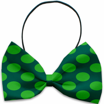 Green on Green Dots Pet Dog Bow Tie