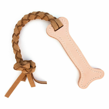 Leather Tug Toy for Dogs - Bone Shaped