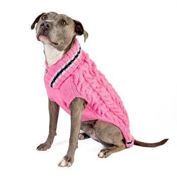 Preppy Pink Cable Knit Dog Sweaters