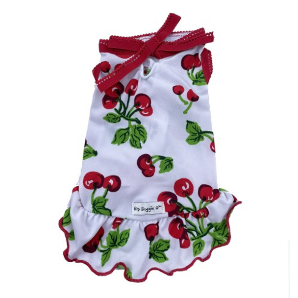 Very Cherry Dog Dress - White