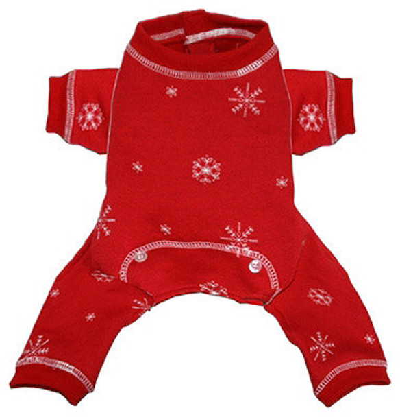 Red Snowflake Dog Long Johns