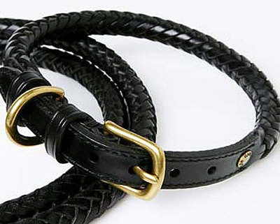 Braided Leather Dog Collars - Black