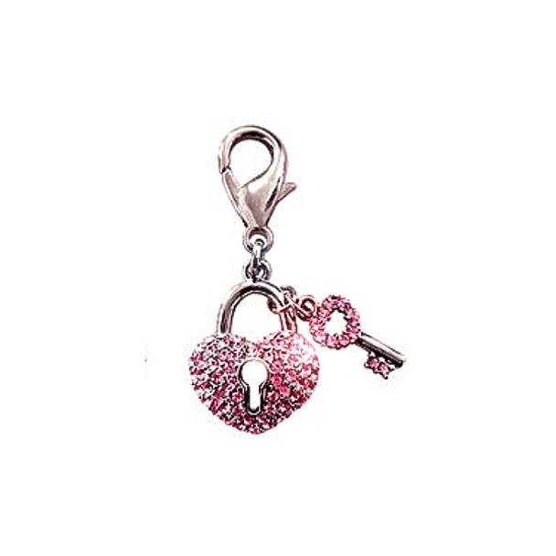 Pave Key To My Heart D-Ring Charm
