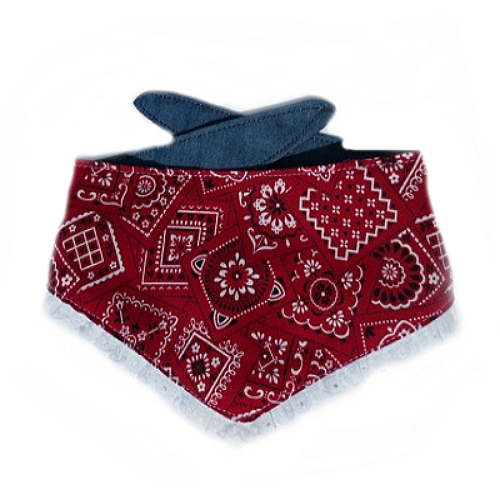Bandana - Red Hankie w/ Lace