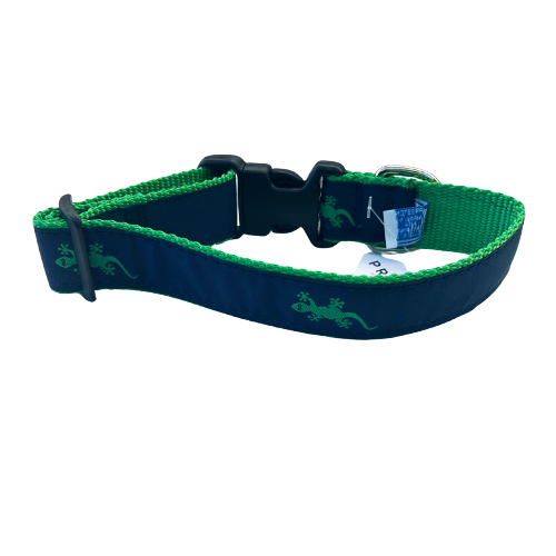 Dog Collar - Green Gecko - 3/4 & 1 1/4