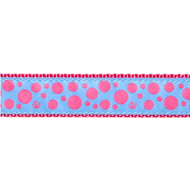 Dog Collar - Polka Dots Pink on Lt Blue - 1/2, 3/4, 1 1/4