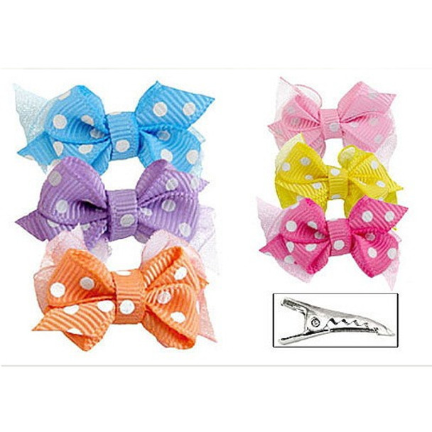 Polka Dot Dog Hair Bow Barrettes