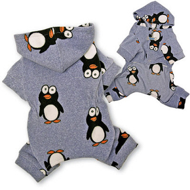 Happy Penguin Hooded Fleece Dog Pajamas